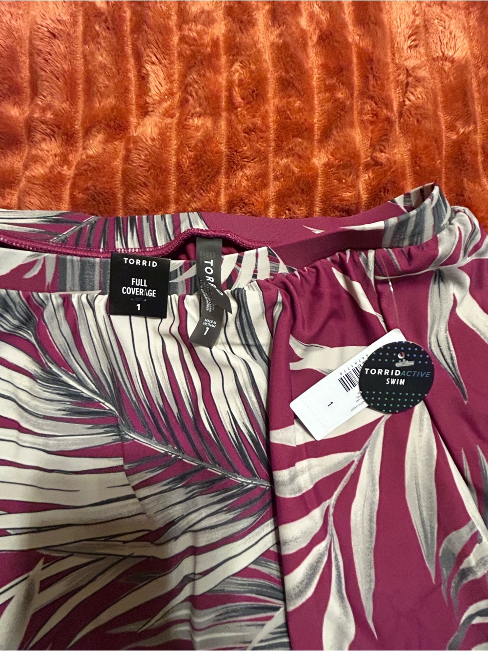 torrid Magenta Tropical Print High-Rise Swim Skirt with Shorts - Picture 4 of 7